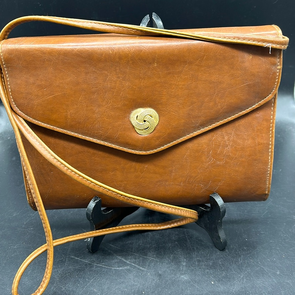 Tan Leather Envelop Clutch / Shoulder Bag